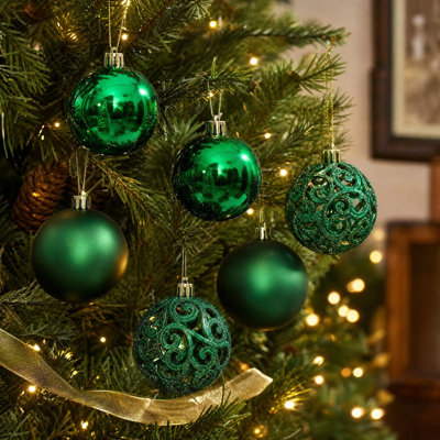 Décorations de Noël - 1 boîte de 6 ornements de 8 cm pour sapin de Noël, à suspendre chez soi, pour les fêtes de fin d'année - Cadeau