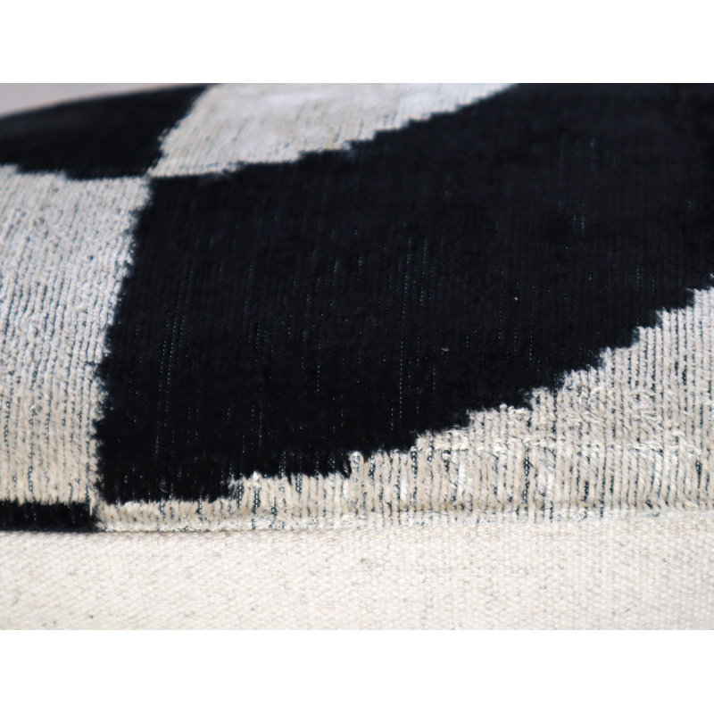Velvet Lumbar Pillow Cover & Insert, Black/White Geometric 2