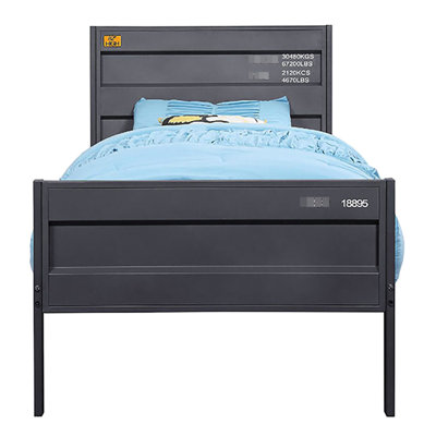 Gunmetal Twin Slat Bed, Metal, With Industrial Design Concept, No Box Spring Platform Bed In Gunmetal, Metal Frame, Modern And Design,