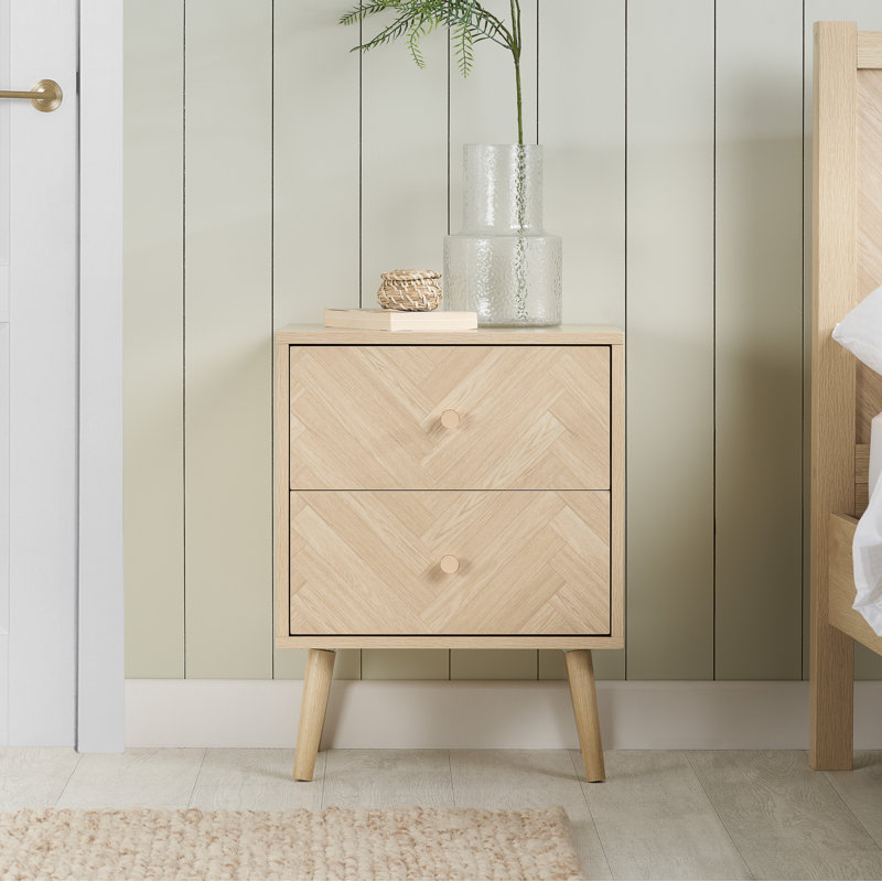 Mardell 45cm W Particle Board Bedside Table, Oak