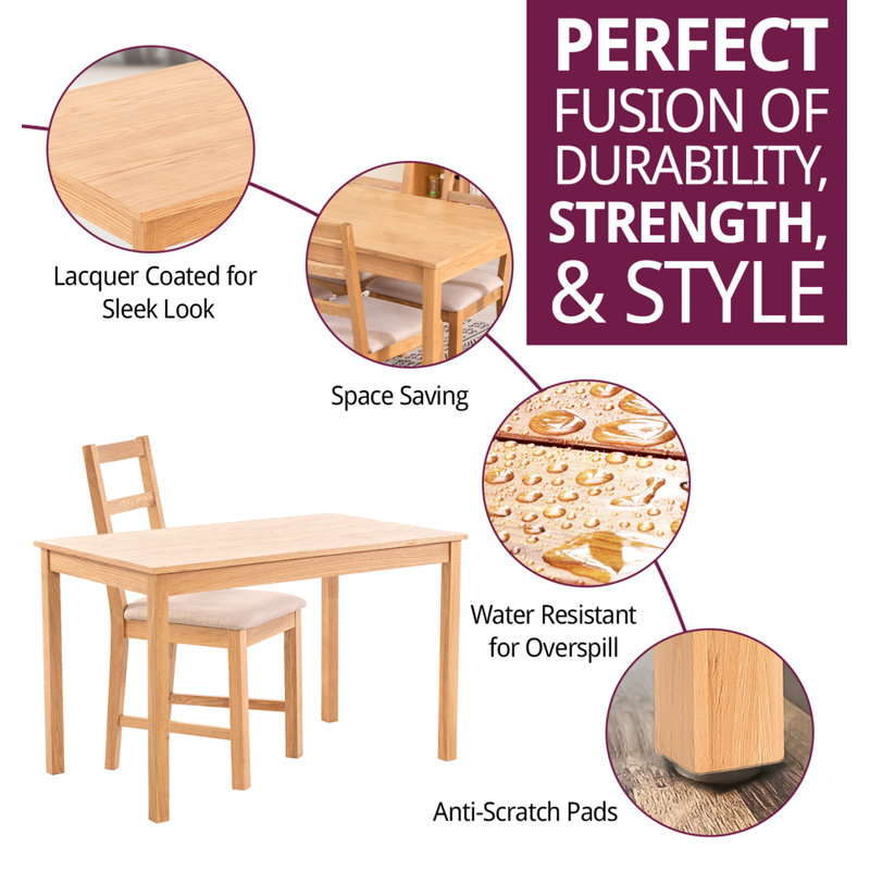 4 - Person Solid Oak Dining Set, Beige