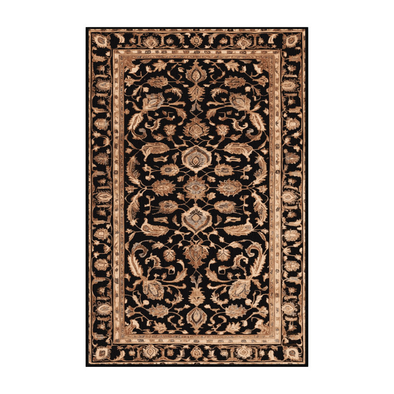 Machine Washable Persian Brown Area Rug, Rectangle 6' x 9'