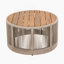 Ensemble de table industrielle rustique de 2, table basse et table d'appoint avec motif en corde tissée, ensemble de table moderne et fonctionnel pour le salon et la maison - corde beige-1043680734