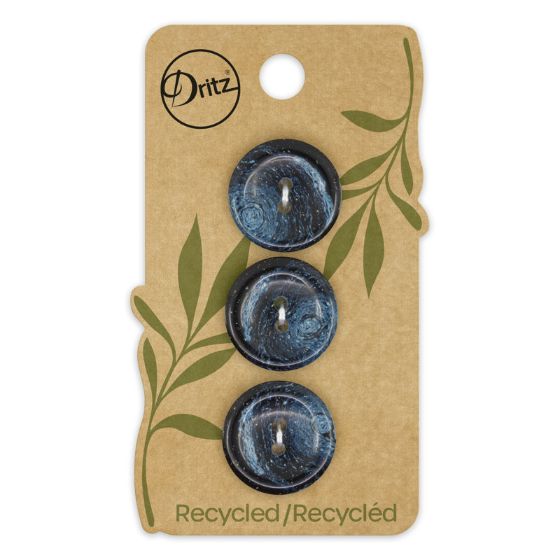 Bouton rond chanvre recyclé Dritz, 20 mm, bleu foncé, 9 boutons