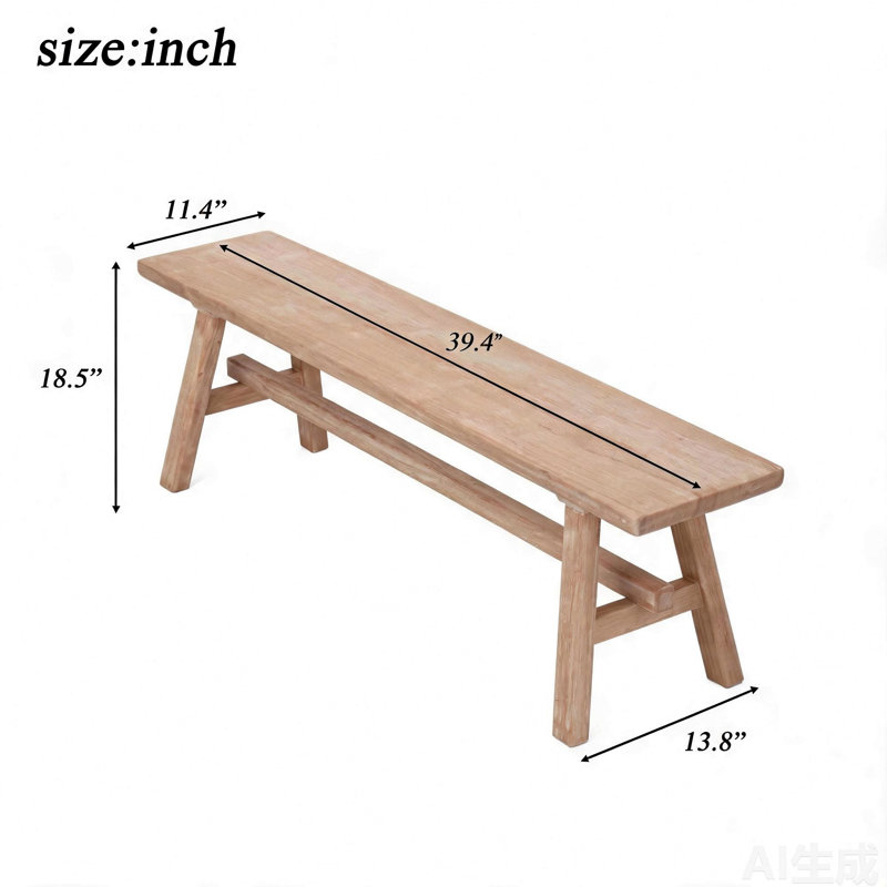 Banc en bois massif, banc d'entrée de ferme de 39 pouces, banc de rangement rustique pour l'intérieur, finition naturelle