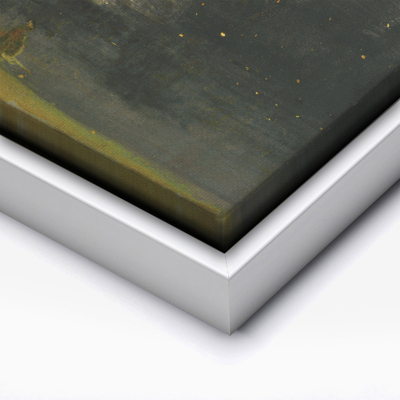 Nocturne en noir et or, Canvas, White Framed, 16"H x 20"W
