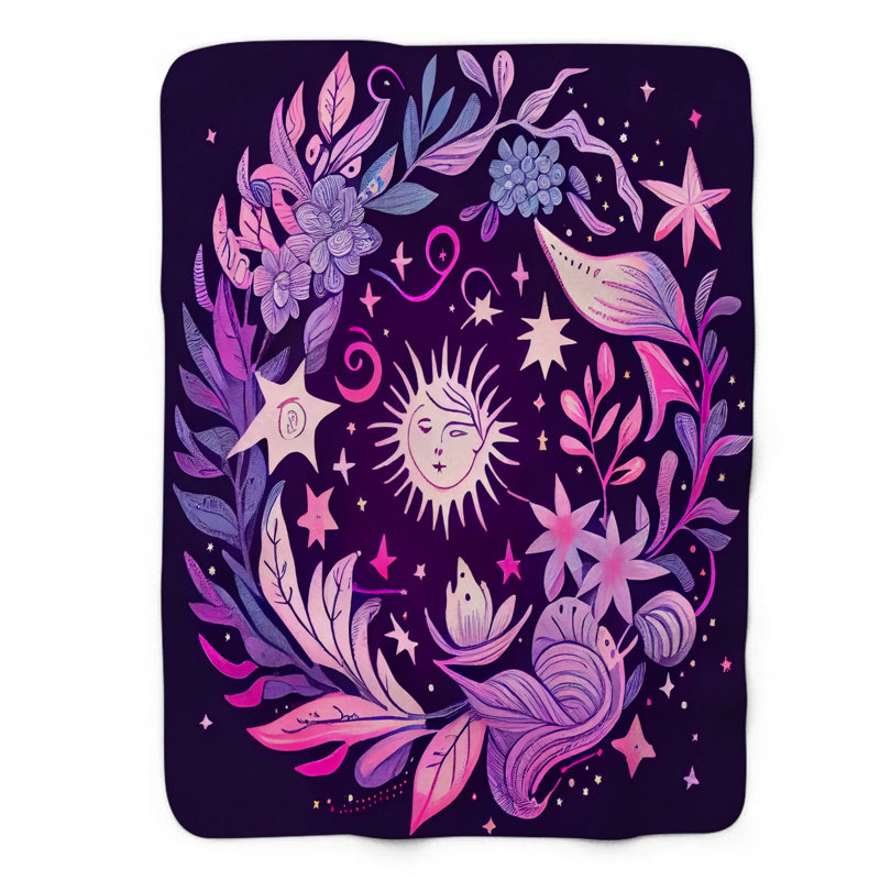 Jeté Sun Wreath - 1 pièce de qualité supérieure Sherpa, L 50 po x L 60 po