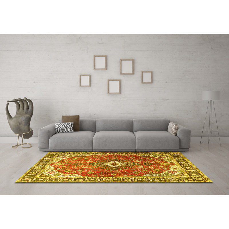 Washable Oriental Indoor Rug, Round 3'