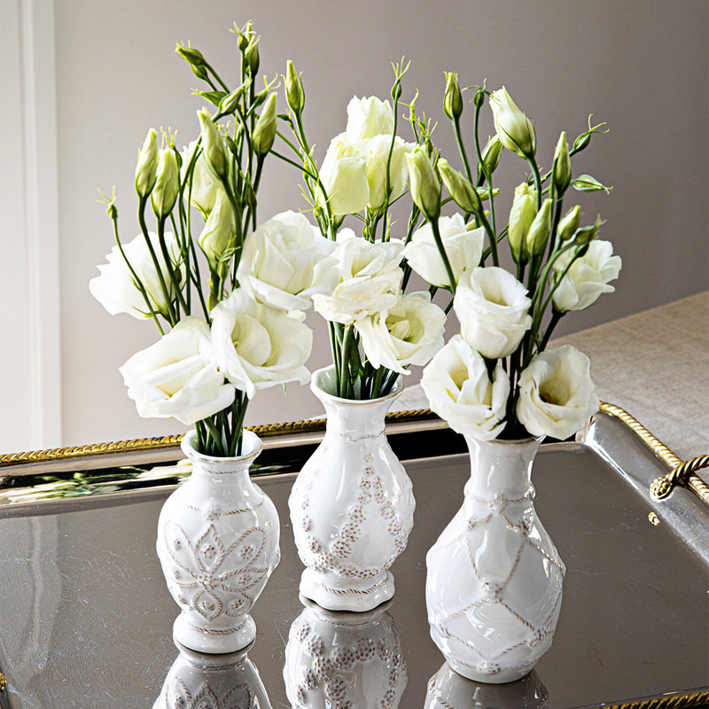 Jardins du Monde Mini 3 Piece Whitewash Table Vase Set