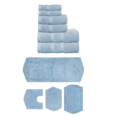 Ensemble de serviettes 6 pièces et de tapis de bain 4 pièces 100% coton doux Bryd Collection (ensemble de 10)