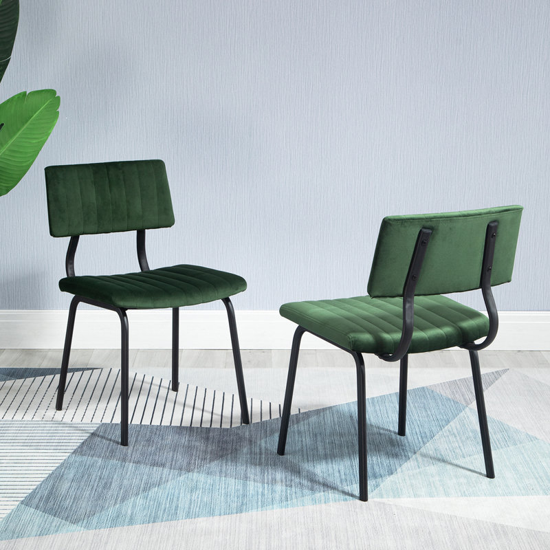 Rushden 46cm H Upholstered Side Chair, Dark Green