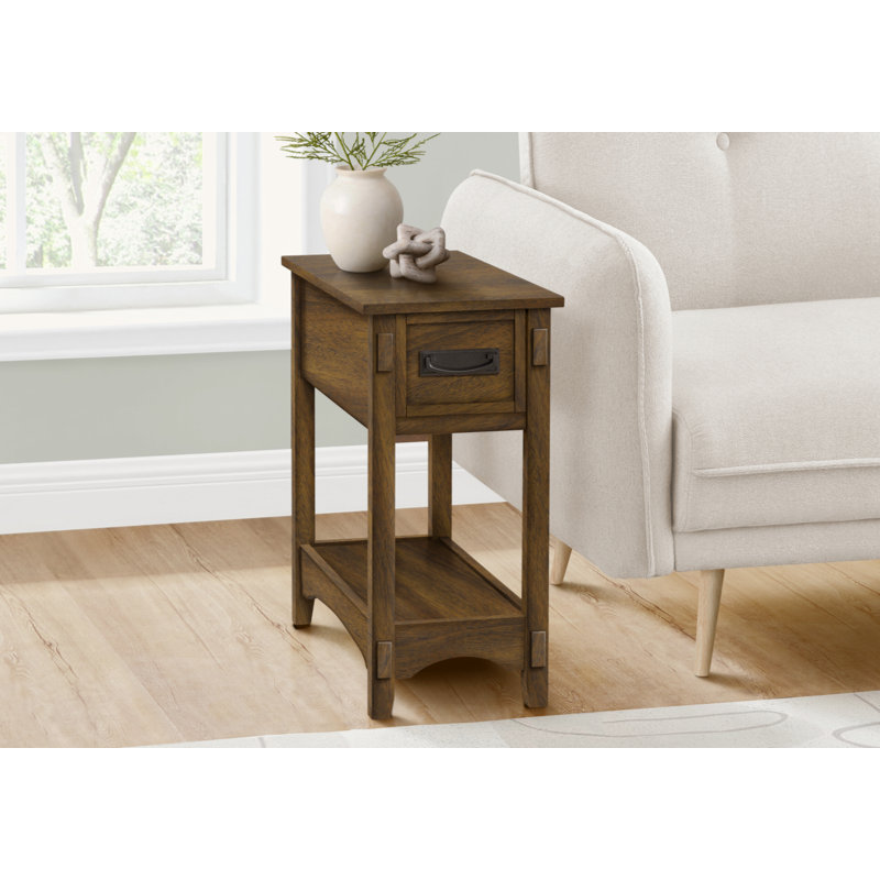 Table de chevet polyvalente en bois avec rangement et tablette, idéale pour la chambre à coucher et le salon.