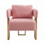 Chaise d'appoint rembourrée en molleton luxueux avec pieds en métal doré, pour salon et bureau, ensemble de 2-339340049