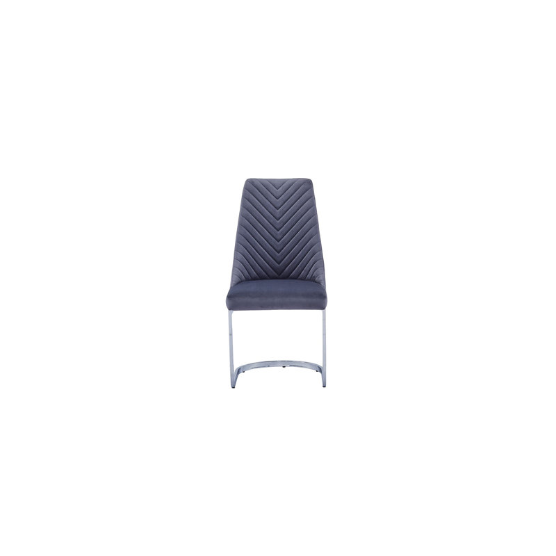 Chaise d'appoint rembourrée Afred, Chrome, Gris foncé