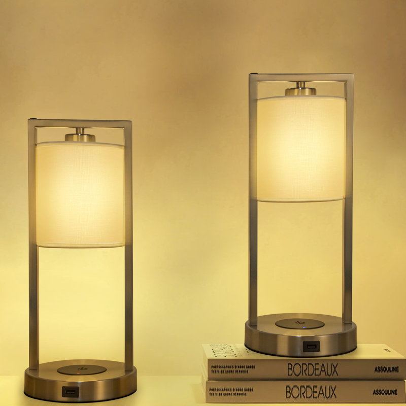 Aqsaa Metal USB Table Lamp, Silver