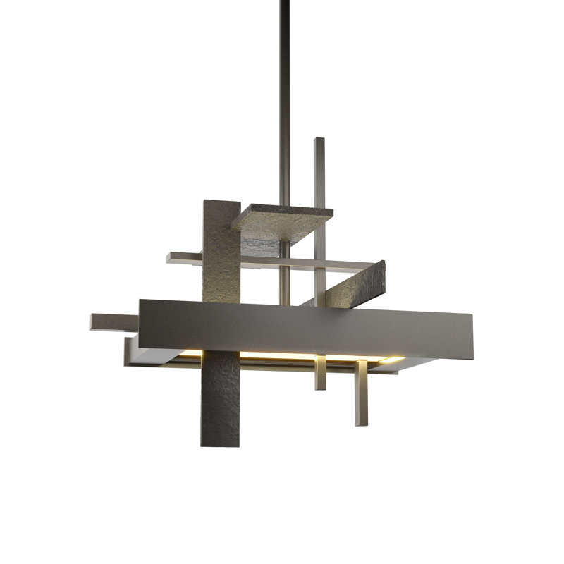 Planar 8.4" H 1 - Light Kitchen Island Geometric LED Pendant, Dark Smoke, Multi: 13.4" to 58.4", None