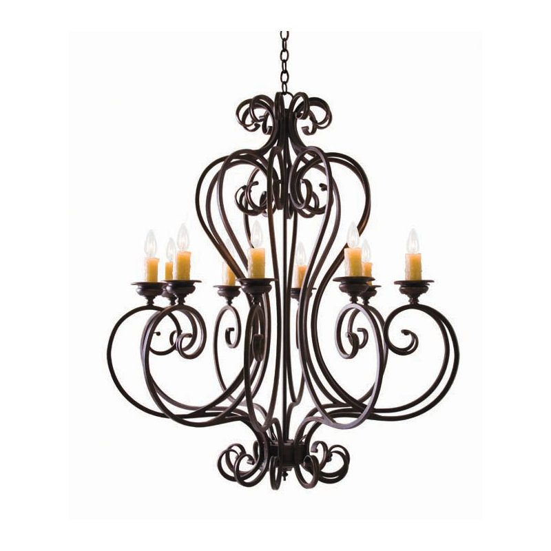 Fernando 10 - Light Chandelier, Gilded Tobacco, Taupe Faille