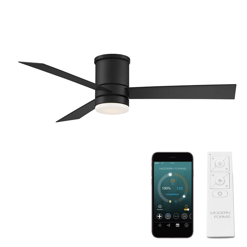 Matte Black 52" Smart Ceiling Fan with LED Light and Remote