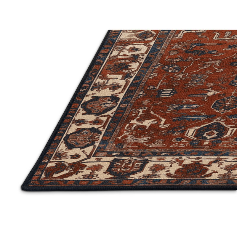 Tapis brun lavable à la machine, Rond 3 pi