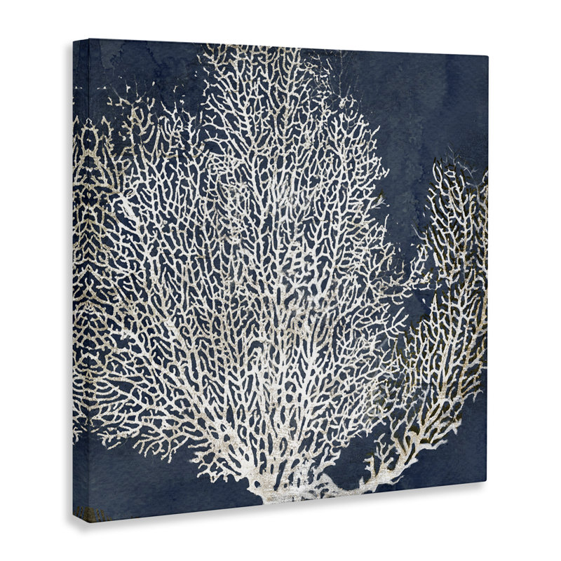 «Sea Coral Ocean Life Silhouette Blue White», impression, H 12 po x l 12 po x P 1,5 po