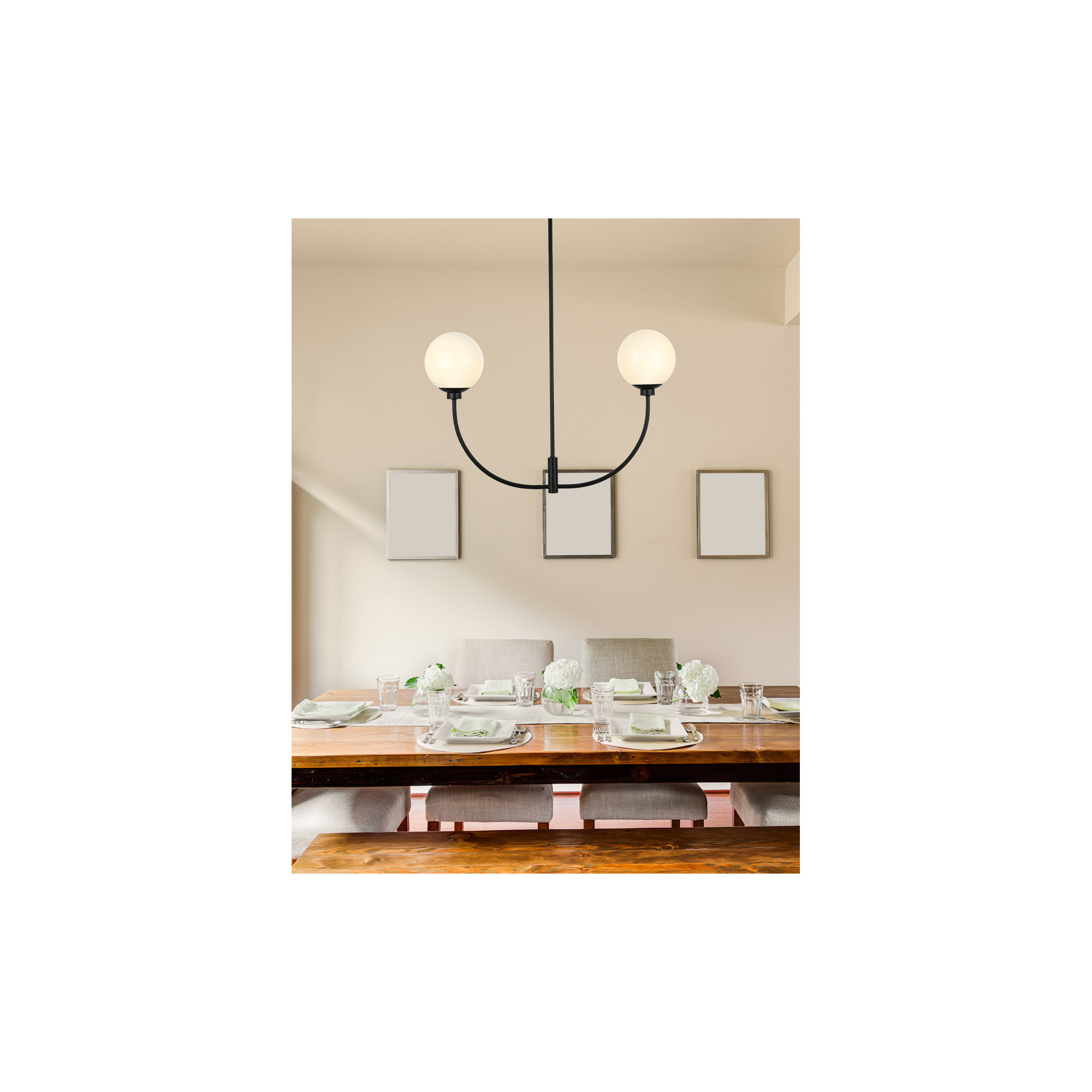Kyle 2 - Light Metal Chandelier, 19" H x 30" W x 7" D, Black
