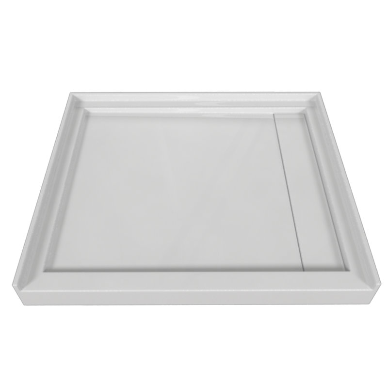 Signature 48'' W 42'' D Rectangular Single Shower Base, Black, Right