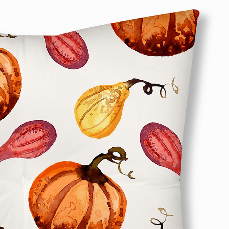 Coussin 321_Gourds Galore Fall Design, 26 po x 26 po, Blanc cassé