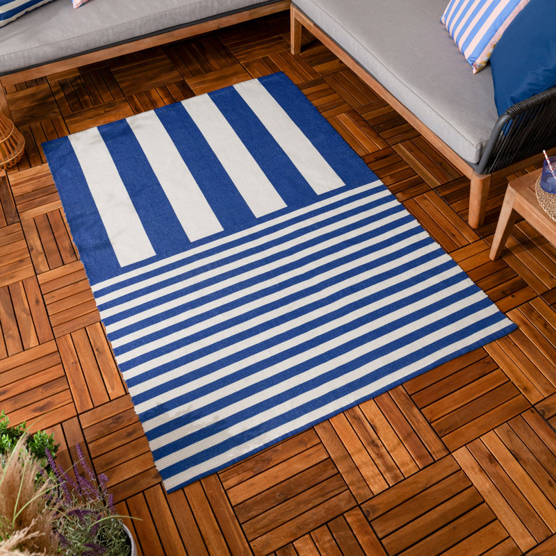 Deck Stripe Striped Flatweave 120cm X 170cm Indoor / Outdoor Area Rug, Blue