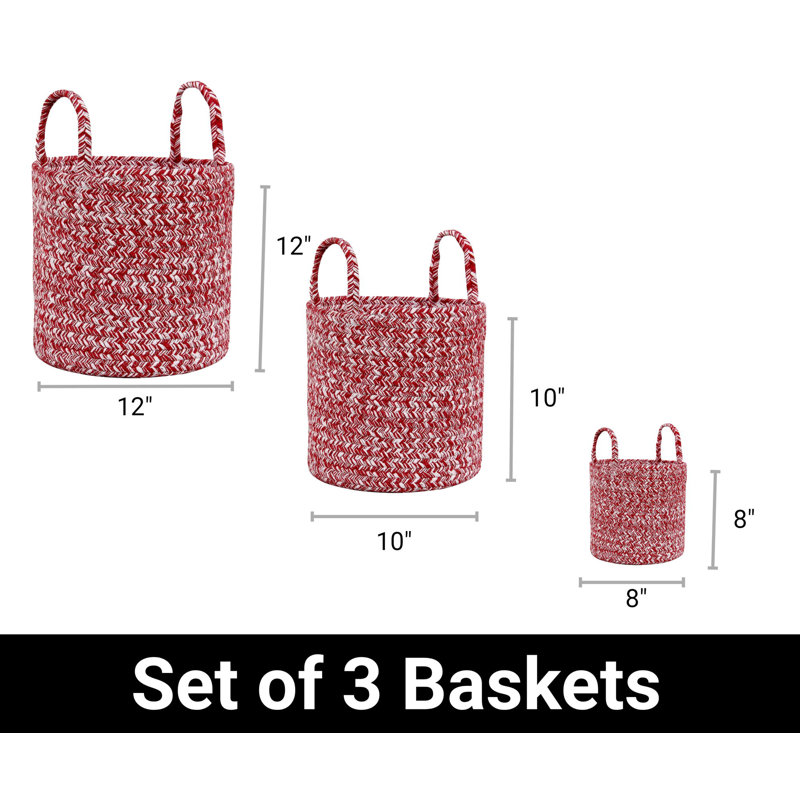 Ensemble de paniers en tissu 3 pièces Rustica, Rouge