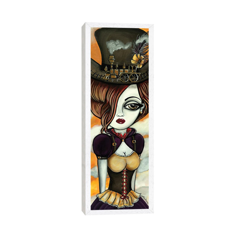 The Conductor by Lizzy Falcon - Panoramic Painting on Canvas, 152.4cm H x 50.8cm W x 3.81cm D, White Framed