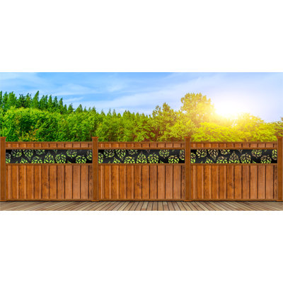 Linden leaves Aluminum Laser-Cut Fence Topper  – Powder-Coated Outdoor Metal Wall Art, Decorative Garden Fence Privacy Divider