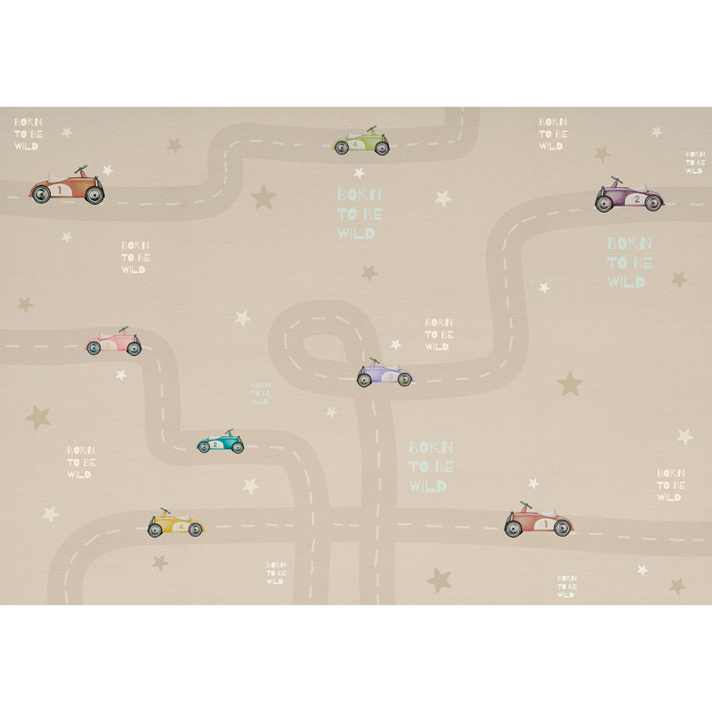 Papier peint pour enfants, voitures de course, L 39 po x L 27 po