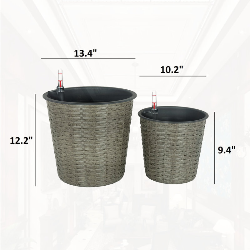 Ensemble de 2 pots de fleurs décoratifs en osier