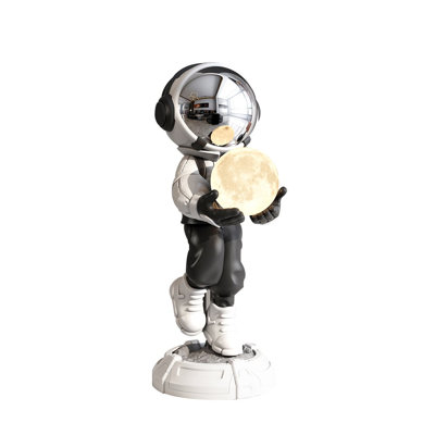 28.8" Astronaut Floor Sculpture Figurine Ornament Art Decor with Ball Lamp USB Charging