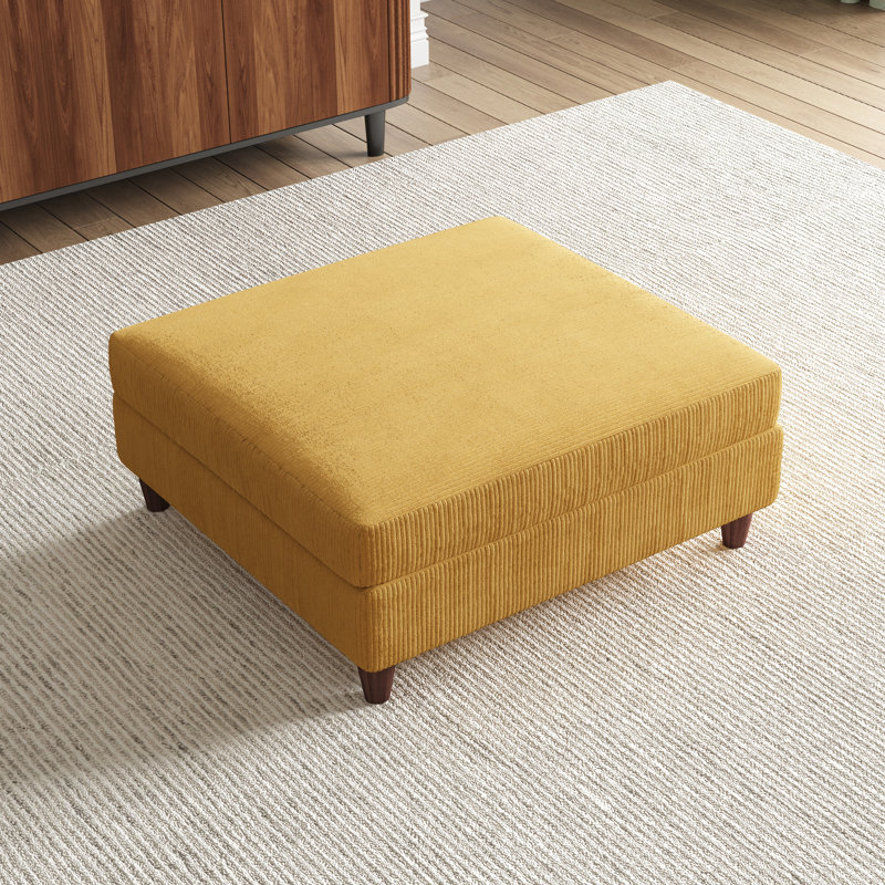Mordecai 97Cm Wide Square Footstool Ottoman, Orange