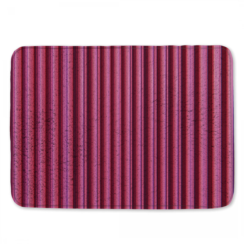 Tapis de bain rouge à rayures verticales, 34in W x 21in L