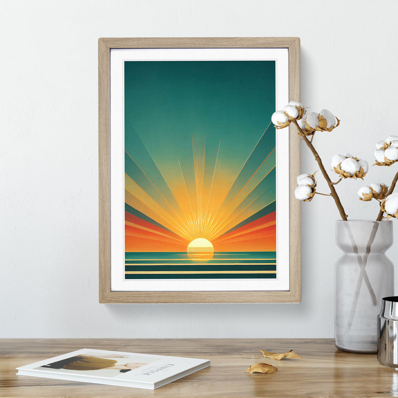 A Gorgeous Abstract Sunset - Framed Print, 46cm H x 34cm W x 2cm D, Oak