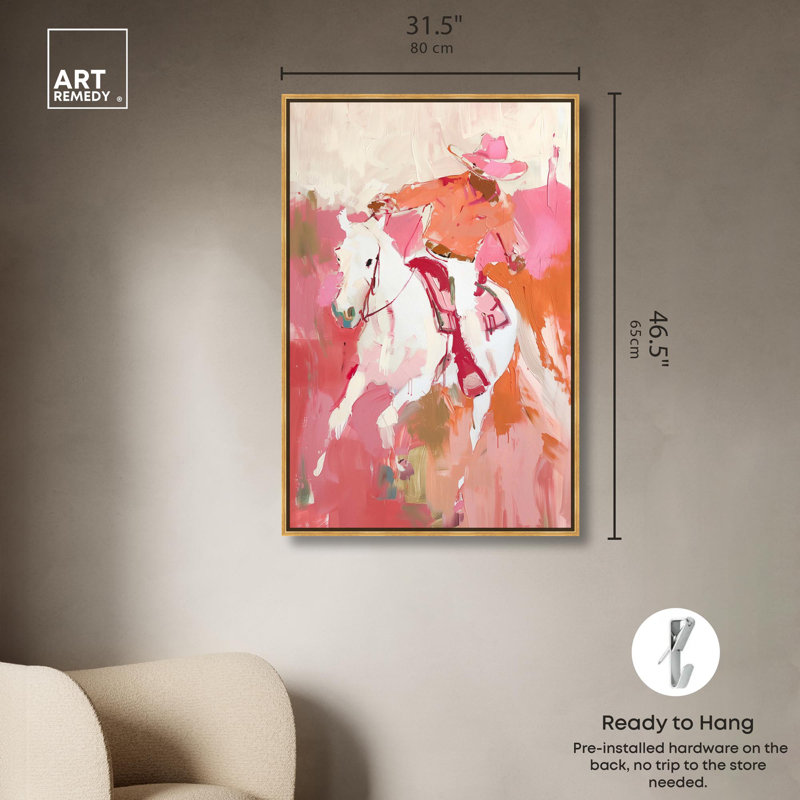 «Yeehaw Bold Canvas Trendy Cowgirl Art Prints» par Art Remedy, Cadre doré, H 46 po x l 31 po