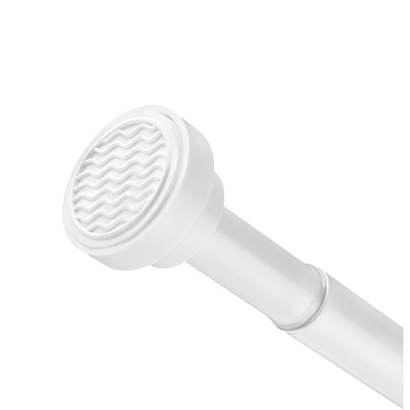 76cm Straight Tension Shower Curtain Pole & Hook Set, White