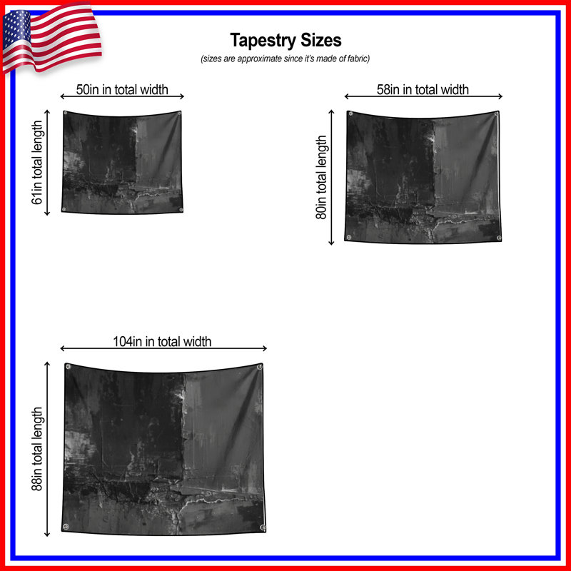 Tapisserie murale abstraite monochrome texturée - Décoration murale abstraite, H 50 po x l 60 po avec 4 œillets