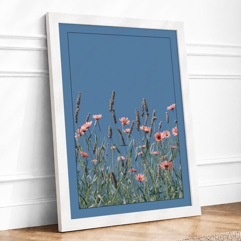 Carnations Against Sky Botanical - Framed Print, A3 - 42.0 x 29.7 cm, White