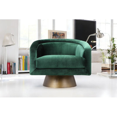 Pangea Home Andrea 33" Wide Velvet Swivel Club/Lounge Chair - Velvet - Modern Accent Chair with Curved Contemporary Design, Upholstered Lounge Chair by Willa Arlo Interiors
