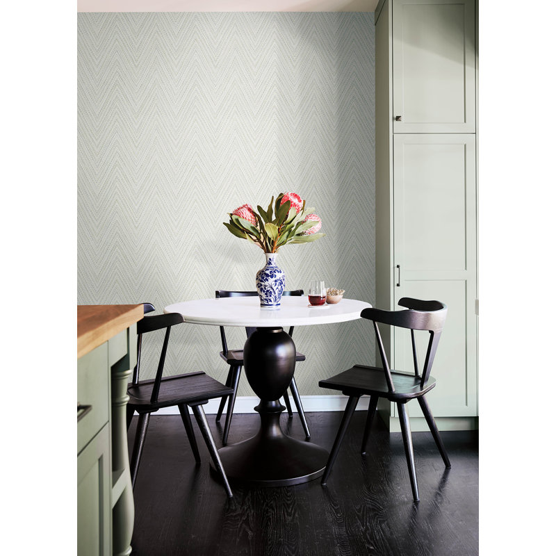 Lainey Green Stitched Chevron Wallpaper, Green