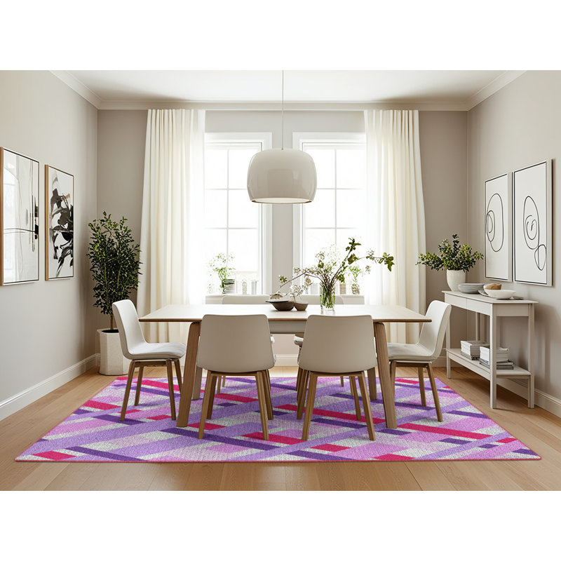 Tapis rose à motif géométrique Gemella, Rectangle 7 pi x 10 pi