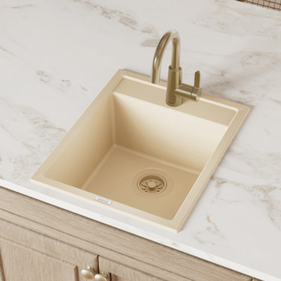 Quartz Top Mount Sinks 15.75'' L Single Bowl Kitchen Sink