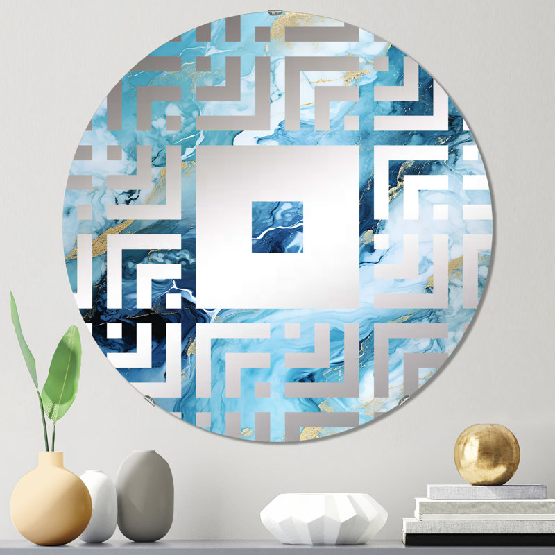 Miroir mural carré Coastal Blue Elegant Marble Shore, 23,6 po x 23,6 po
