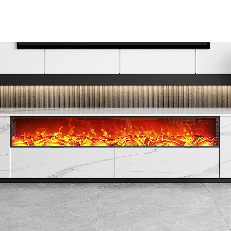 Modern simple electronic fireplace TV cabinet, 21.65"H x 70.87"L x 15.75"W