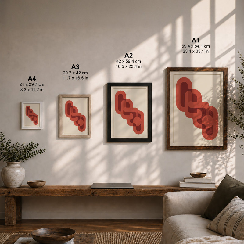 Stacked Forms Mid-Century - Framed Print, A2 - 59.4 x 42.0 cm, Unframed