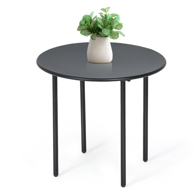Table d'appoint ronde en acier Florman - Table de bout intérieure / extérieure polyvalente pour le salon, la chambre à coucher, la cour, le balcon ou le bureau