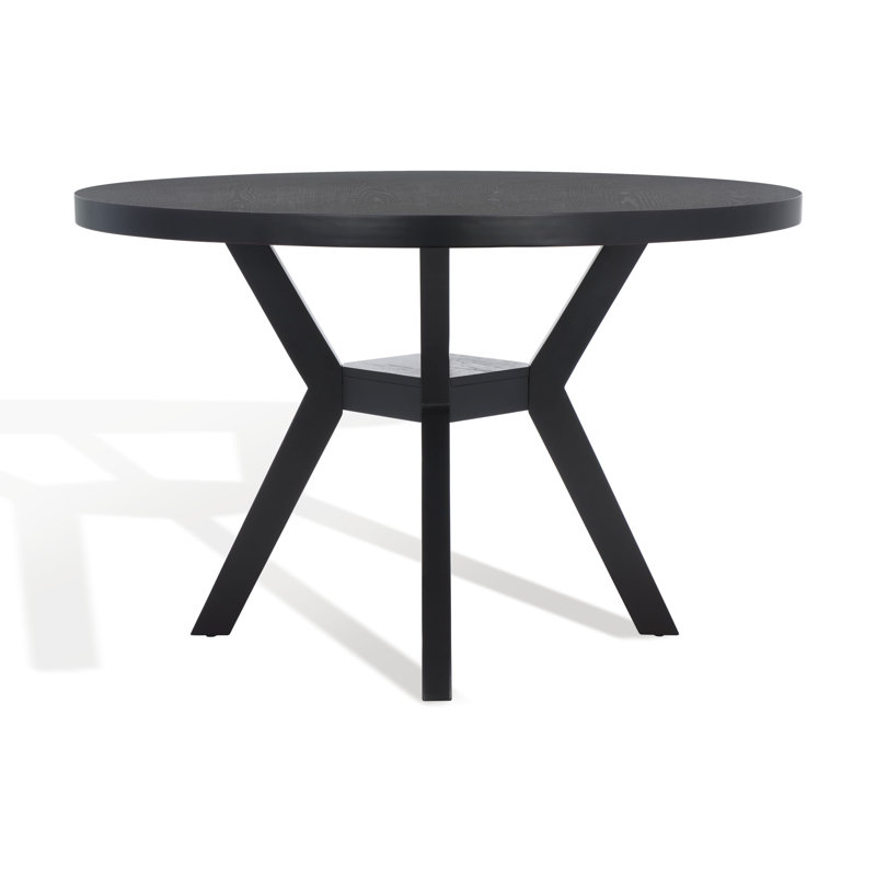 Luis Black Round Solid Wood Contemporary Dining Table